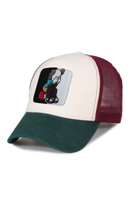 Kaws 6 Siyah Model Fileli Şapka - Yeşil Taş Bordo