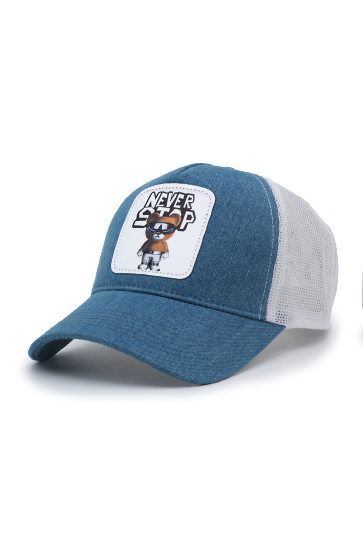 Never Stop Bear Model Fileli Şapka Yeşil Sarı Krem