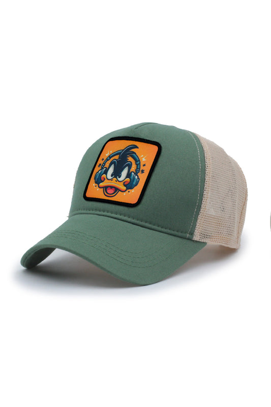 Duck Model Fileli Şapka Yeşil Krem