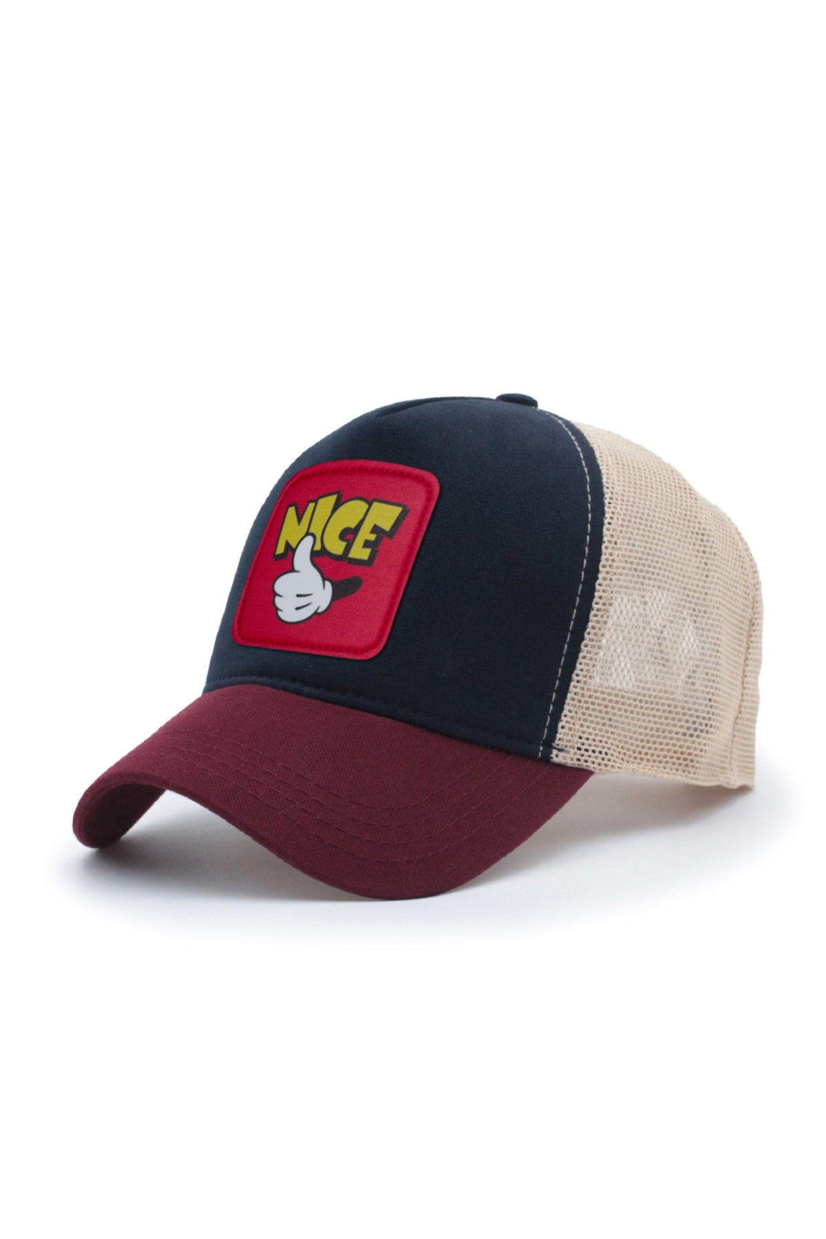 Mickey Hand Model Fileli Şapka Bordo Gri Lacivert