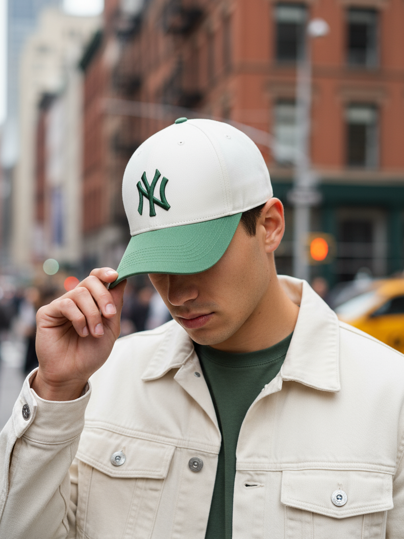 NY NewYork Yankee Model Şapka Yeşil Bej