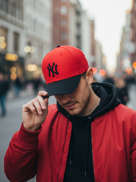 NY NewYork Yankee Model Şapka Kırmızı Siyah