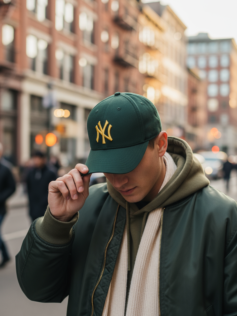 NY NewYork Yankee Model Şapka Petrol Sarı