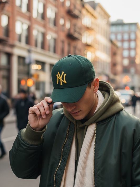 NY NewYork Yankee Model Şapka Petrol Sarı