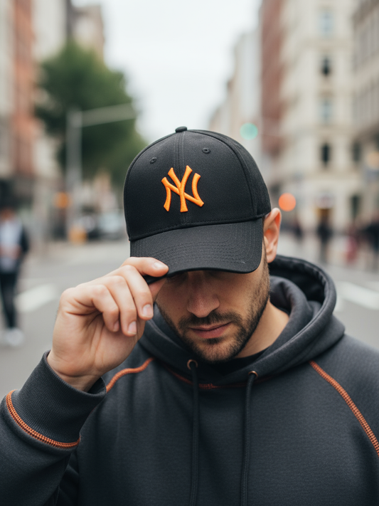 NY NewYork Yankee Model Şapka Siyah Turuncu