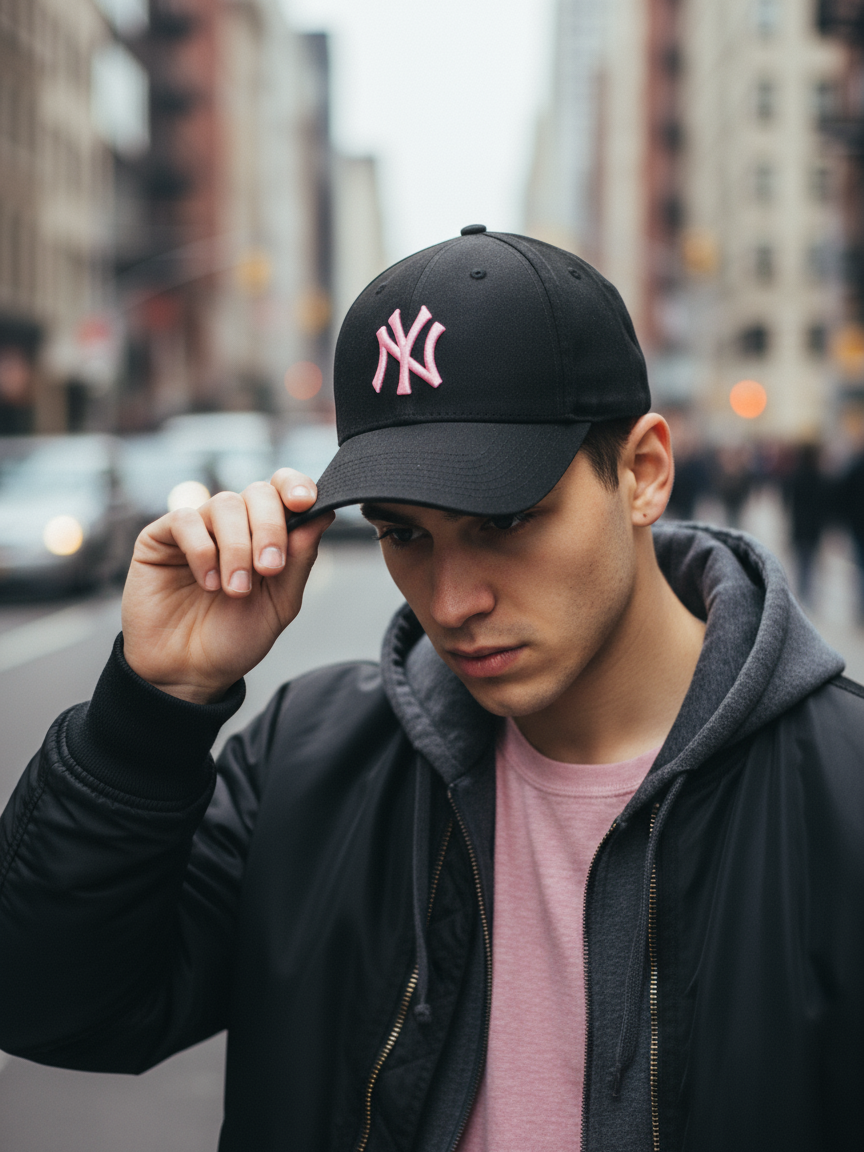 NY NewYork Yankee Model Şapka Siyah Pembe