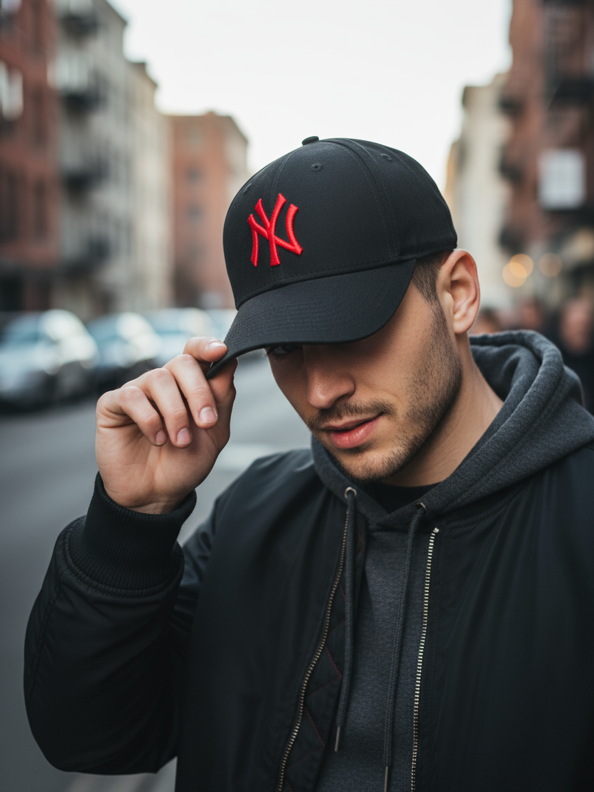 NY NewYork Yankee Model Şapka Siyah Kırmızı