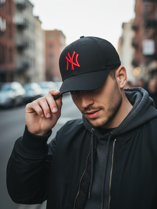 NY NewYork Yankee Model Şapka Siyah Kırmızı