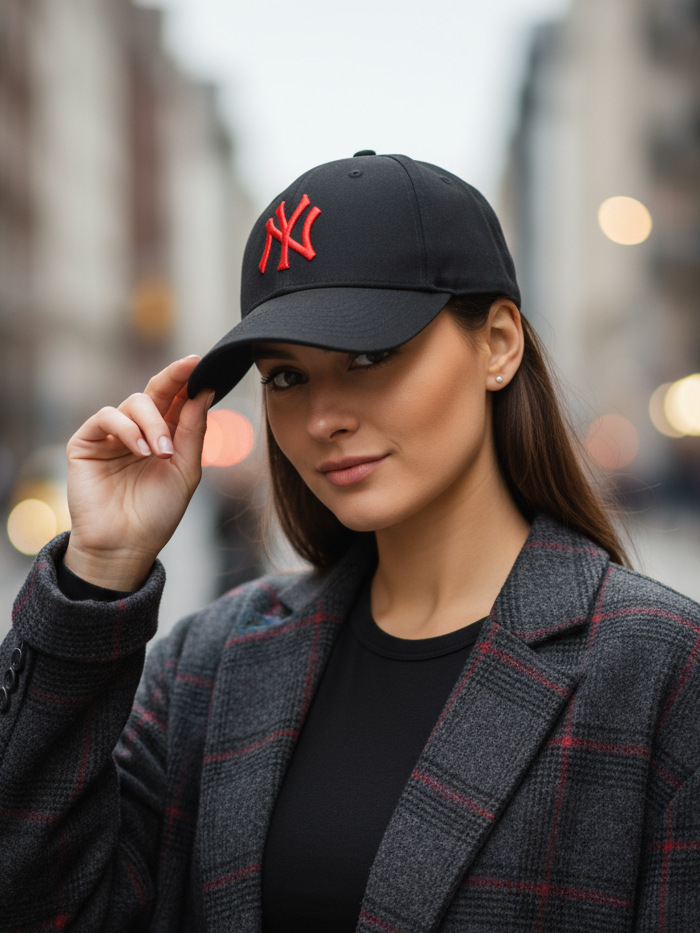 NY NewYork Yankee Model Şapka Siyah Kırmızı