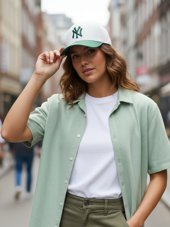 NY NewYork Yankee Model Şapka Yeşil Bej