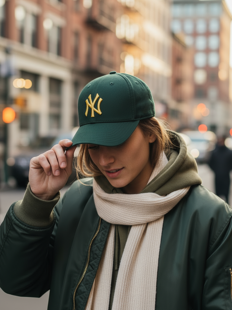 NY NewYork Yankee Model Şapka Petrol Sarı