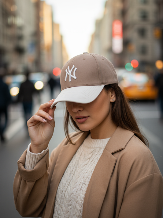 NY NewYork Yankee Model Şapka Kahve Bej