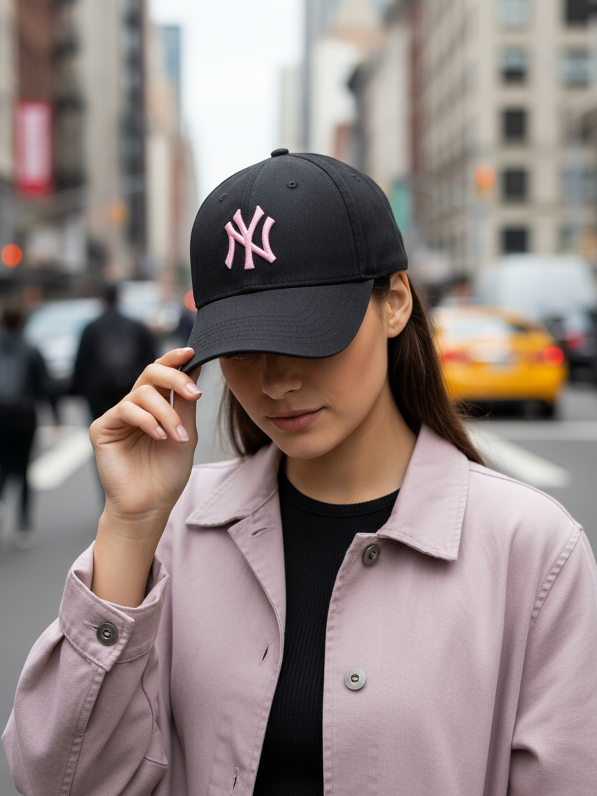 NY NewYork Yankee Model Şapka Siyah Pembe