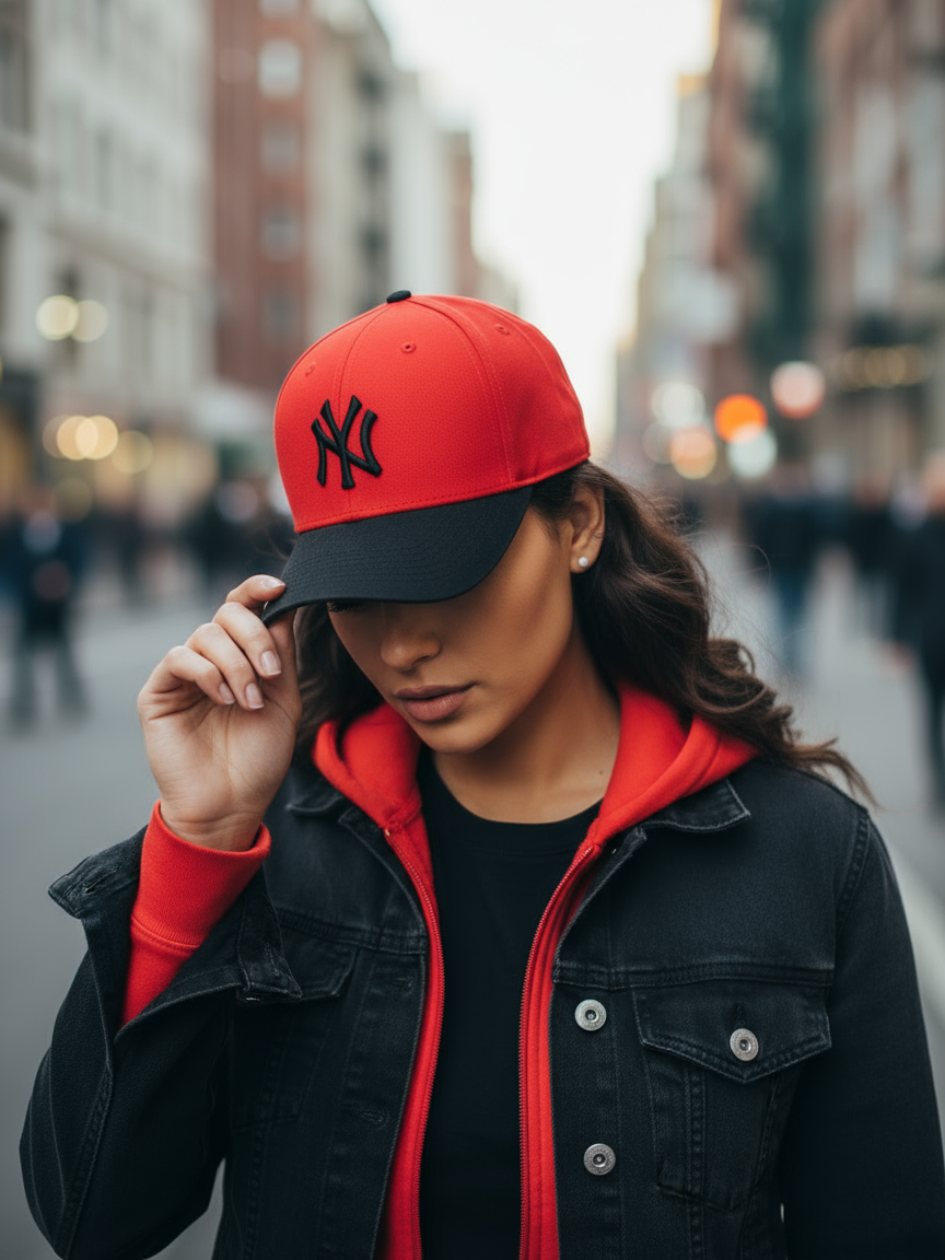 NY NewYork Yankee Model Şapka Kırmızı Siyah