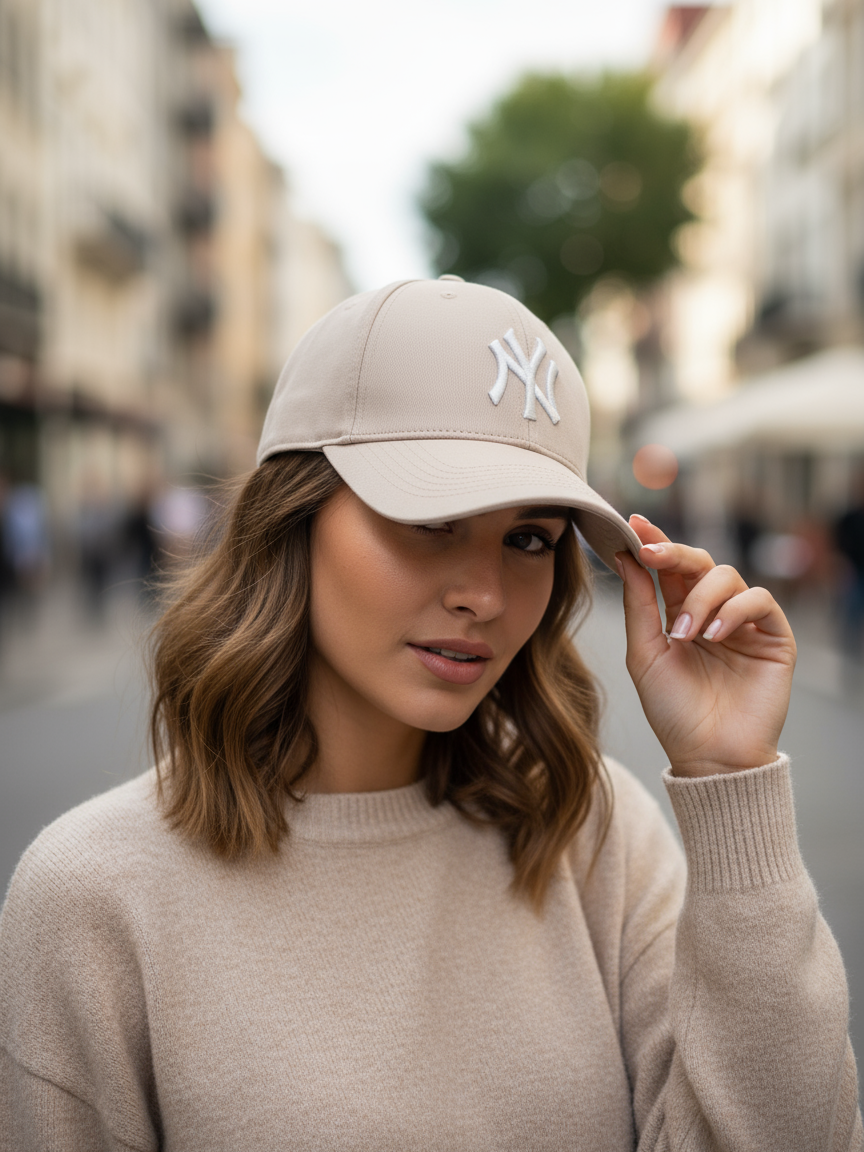 NY NewYork Yankee Model Şapka Bej