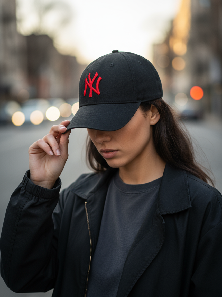 NY NewYork Yankee Model Şapka Siyah Kırmızı