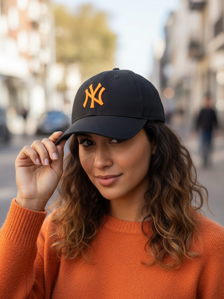 NY NewYork Yankee Model Şapka Siyah Turuncu